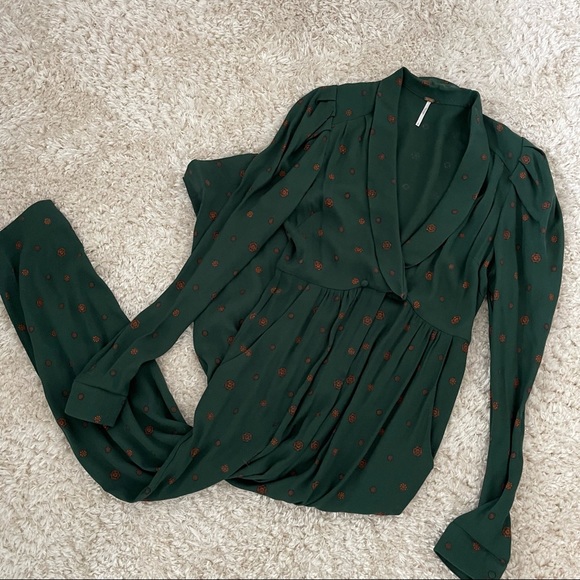 Free People Jade Star Eyes Jumpsuit S Forest Green NWOT - Picture 4 of 10